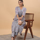 Janasya Light Blue Cambric Floral Set | Swadesiicart