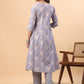 Janasya Light Blue Cambric Floral Set | Swadesiicart