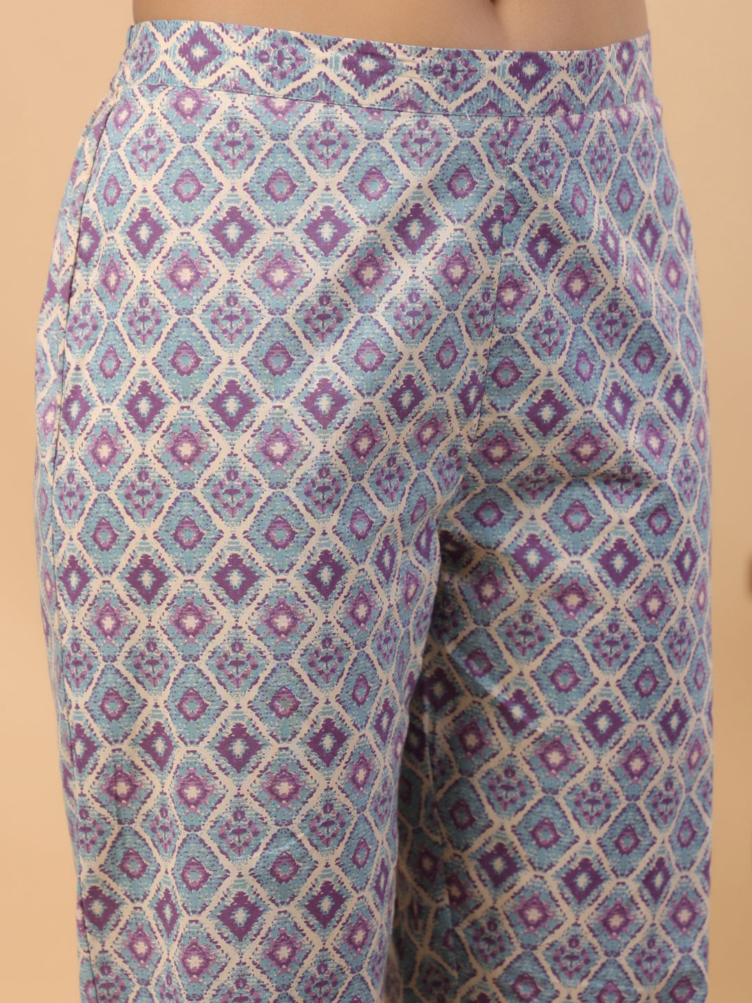 Janasya Light Blue Cambric Floral Set | Swadesiicart