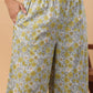 Janasya Regular Cambric Light Blue Floral Mandarin Collar Set | Swadesiicart
