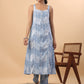 Janasya A-Line Cambric Blue Ethnic Motifs Sweetheart Neck Set | Swadesiicart