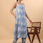 Janasya A-Line Cambric Blue Ethnic Motifs Sweetheart Neck Set | Swadesiicart