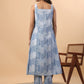 Janasya A-Line Cambric Blue Ethnic Motifs Sweetheart Neck Set | Swadesiicart