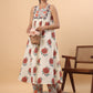 Janasya Gathered Cambric Cream Floral Round Neck Kurta & Bottom | Swadesiicart