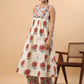 Janasya Gathered Cambric Cream Floral Round Neck Kurta & Bottom | Swadesiicart