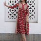 Janasya A-Line Cambric Red Floral Notch Neck Kurta & Bottom | Swadesiicart