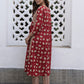 Janasya A-Line Cambric Red Floral Notch Neck Kurta & Bottom | Swadesiicart