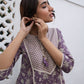 Janasya Purple Cotton Floral Kurta Set | Swadesiicart