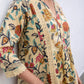 Janasya Gathered Cambric Beige Floral V-Neck Kurta & Bottom | Swadesiicart