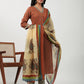 Janasya Regular Cambric Brown Floral V-Neck Set | Swadesiicart