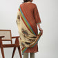 Janasya Regular Cambric Brown Floral V-Neck Set | Swadesiicart