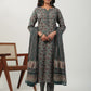 Janasya Straight Cambric Beige Floral Notch Neck Kurta Set - Swadesiicart