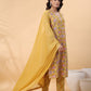 Janasya Straight Cambric Mustard Floral V-Neck Kurta,Bottom & Dupatta | Swadesiicart