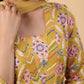 Janasya Straight Cambric Mustard Floral V-Neck Kurta,Bottom & Dupatta | Swadesiicart
