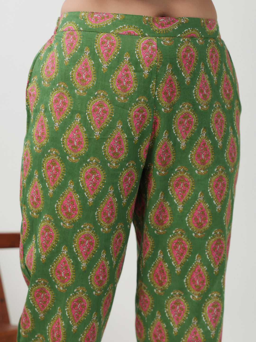 Janasya Green Cambric Ethnic Motifs Kurta,Bottom & Dupatta | Swadesiicart