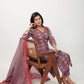 Janasya Straight Cambric Red Ethnic Motifs V-Neck Set - Swadesiicart