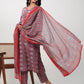 Janasya Straight Cambric Red Ethnic Motifs V-Neck Set - Swadesiicart