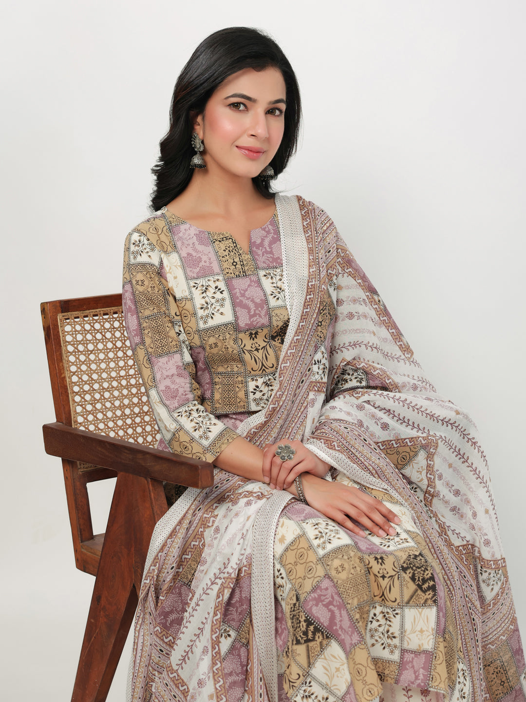 Janasya Regular Cambric Multicolour mix match Notch Neck Set - Swadesiicart