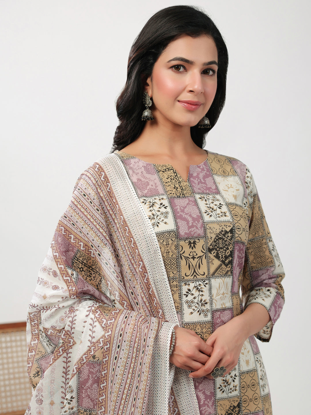 Janasya Regular Cambric Multicolour mix match Notch Neck Set - Swadesiicart