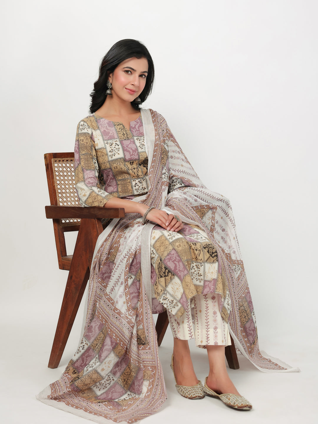 Janasya Regular Cambric Multicolour mix match Notch Neck Set - Swadesiicart