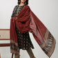 Janasya Straight Cambric Black Ethnic Motifs Round Neck Set - Swadesiicart