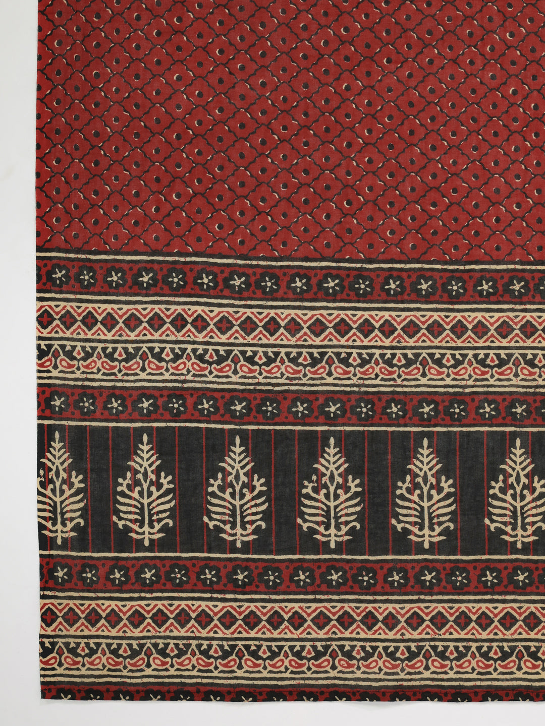 Janasya Straight Cambric Black Ethnic Motifs Round Neck Set - Swadesiicart