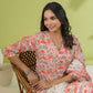 Janasya Straight Cambric Off White Floral V-Neck Set | Swadesiicart