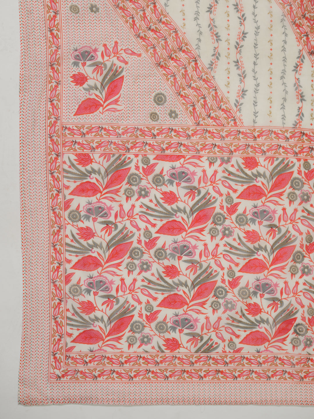 Janasya Straight Cambric Off White Floral V-Neck Set | Swadesiicart
