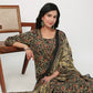 Janasya Straight Cambric Black Batik V-Neck Set | Swadesiicart