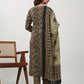 Janasya Straight Cambric Black Batik V-Neck Set | Swadesiicart