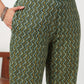 Janasya Straight Cambric Green Ethnic Motifs V-Neck Set | Swadesiicart