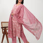Janasya Straight Cambric Pink Floral V-Neck Set | Swadesiicart