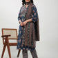Janasya Regular Cambric Indigo Floral Notch Neck Kurta Set | Swadesiicart