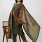 Janasya Straight Cambric Green Ethnic Motifs Notch Neck Set | Swadesiicart