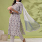 Janasya White Cambric Floral Set | Swadesiicart