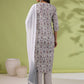 Janasya Regular Cambric White Floral Notch Neck Set - Swadesiicart