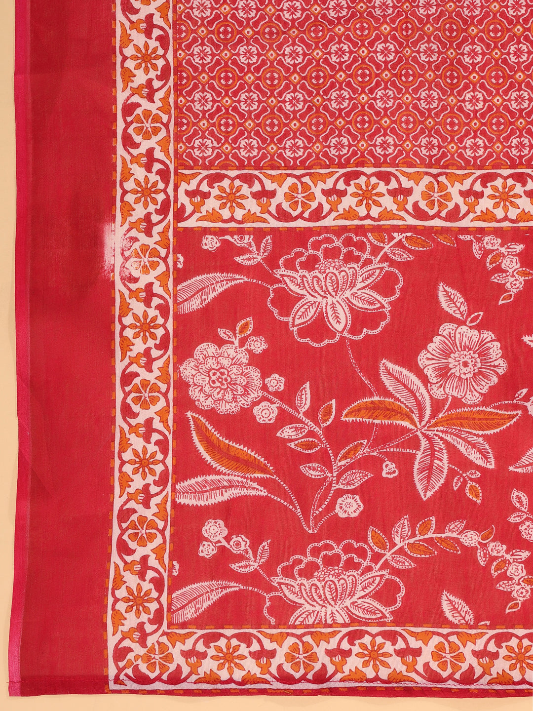 Janasya Straight Cambric Pink Floral Round Neck Set | Swadesiicart