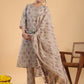 Janasya Regular Cotton Cream Floral Notch Neck Kurta,Bottom & Dupatta | Swadesiicart