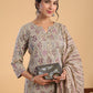 Janasya Regular Cotton Cream Floral Notch Neck Kurta,Bottom & Dupatta | Swadesiicart