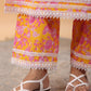 Janasya Straight Cambric Orange Floral Band Collar Kurta & Bottom - Swadesiicart