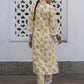 Janasya Straight Cambric Off White Floral Notch Neck Kurta & Bottom | Swadesiicart