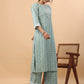 Janasya Regular Cambric Light Blue Floral Notch Neck Set | Swadesiicart