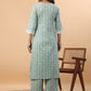 Janasya Regular Cambric Light Blue Floral Notch Neck Set | Swadesiicart