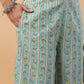 Janasya Regular Cambric Light Blue Floral Notch Neck Set | Swadesiicart