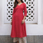 Janasya Dark Cotton Ethnic Motifs A-Line Kurta Set | Swadesiicart