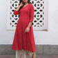 Janasya Dark Cotton Ethnic Motifs A-Line Kurta Set | Swadesiicart