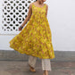 Janasya Bright Cotton Floral Gathered Kurta Set | Swadesiicart