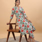 Janasya A-Line Cambric Blue Floral V-Neck Kurta & Bottom - Swadesiicart