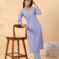 Janasya Ice Blue Cambric Floral Kurta Set | Swadesiicart