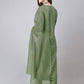 Janasya Regular Chinnon Green Ethnic Motifs V-Neck Kurta,Bottom & Dupatta | Swadesiicart